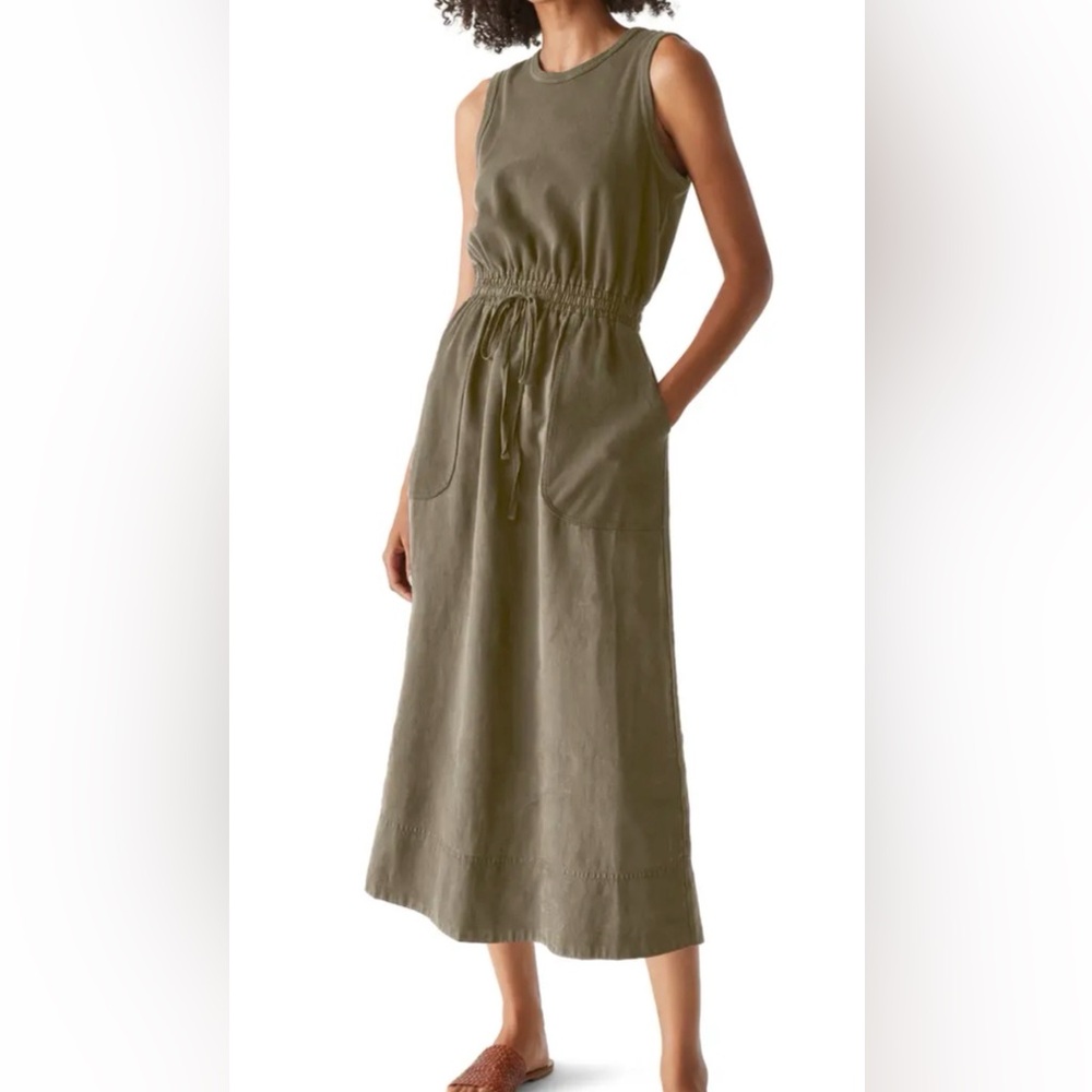 Michael Stars Wilhelmina Stretch Cotton & Linen Midi Tank Dress